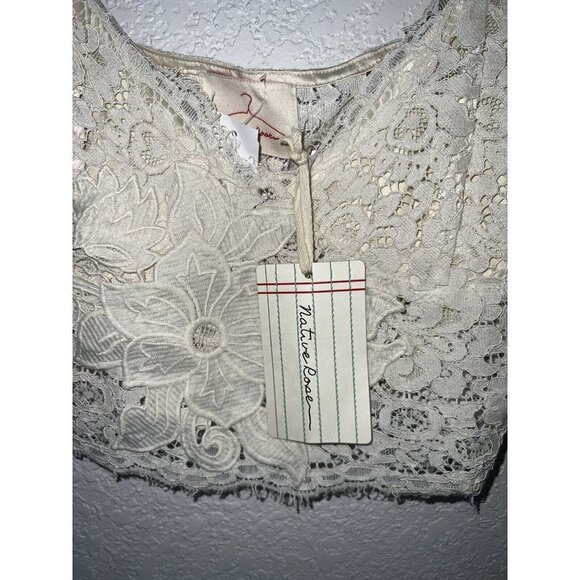 LF Native Rose Cream Silk & Lace Off The Shoulder Crop Top Women's Size 8 NWTS X - Picture 7 of 11